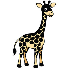 Obraz premium giraffe cartoon black color vector silhouette, 