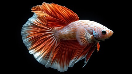 Fototapeta premium Beautiful male betta fish in the air against a black background 