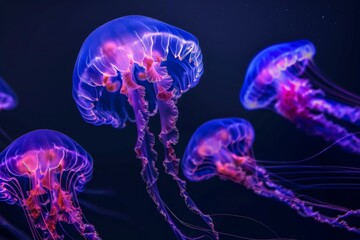 In pink and orange color, small flying woman-jellyfish on transparent background. Generative AI.. Beautiful simple AI generated image in 4K, unique.