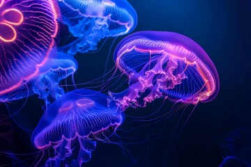 Close-Up of a Bioluminescent Jellyfish. Beautiful simple AI generated image in 4K, unique.