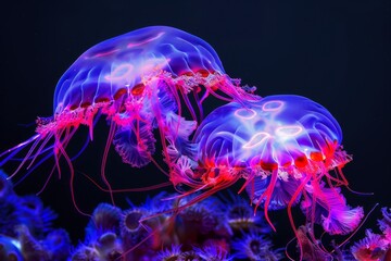 In pink and orange color, small flying woman-jellyfish on transparent background. Generative AI.. Beautiful simple AI generated image in 4K, unique.