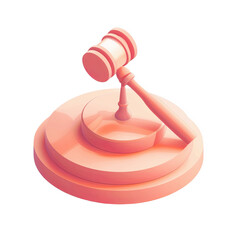 3D Rendered Orange Gavel On Podium Transparent Background Legal System Justice Concept Illustration.