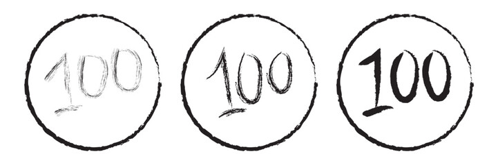 100 hundred point text vector icon template red brush color for social media Instagram Facebook Whatsapp status story