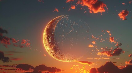 ramadan Kareem, Ramadan crescent moon in SKY, Eid Mubarak Islamic festival social media banner and Eid Mubarak Post.