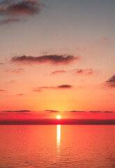 Dramatic Colorful Sunset Sky over Mediterranean Sea.