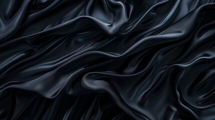 Obraz premium Black Textile with Ripples and Folds. Luxury Surface Background