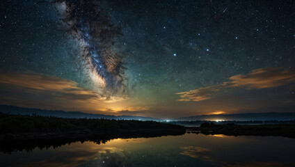 Fototapeta premium A beautiful view of galaxy at night 