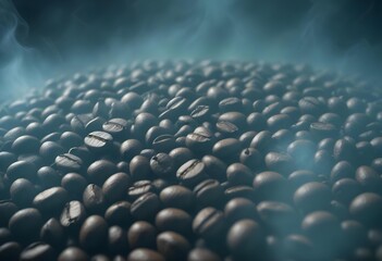 Obraz premium Close-up of roasted coffee beans, with their rich brown color and textured surfaces filling the frame