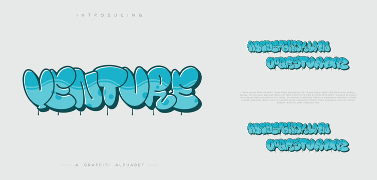 Modern graffiti font effect with highlight and shadow, youth style lettering font A to Z