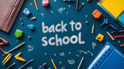 back to school text on blackboard 