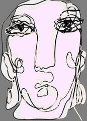 Abstract portrait minimal  line art illustration 