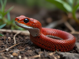 Naklejka premium red snake in the grass
