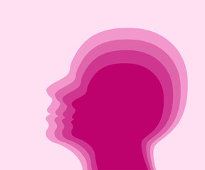 Layers of head. Paper cut out. Flat design. Banner. Place for text