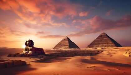 Sphinx and pyramids in Egypt