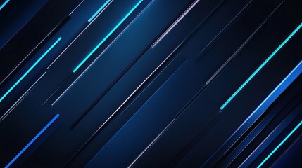 Abstract Blue and Black Diagonal Lines with Glowing Edges