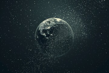 Polygons and intricated lines on a sinthwave universe background - Generative AI image. Beautiful simple AI generated image in 4K, unique.