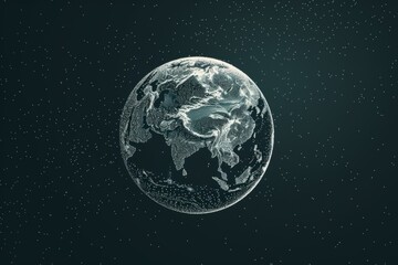 Fototapeta premium Polygons and intricated lines on a sinthwave universe background - Generative AI image. Beautiful simple AI generated image in 4K, unique.