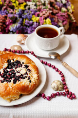 Traditional buns with blueberry filling.