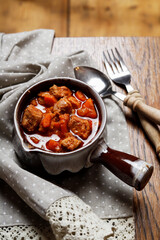 A bowl of traditional goulash.