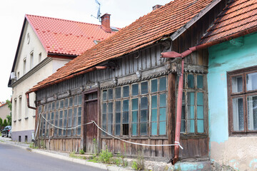 ALWERNIA, POLAND - JULY 19, 2024: Charming residential buildings in the historic center of Alwernia.