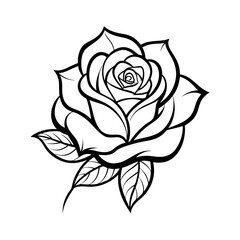 Rose flower silhouette  icon with  a white background.