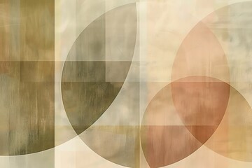 An abstract design of intersecting lines and circles in muted earth tones, creating a balanced, harmonious composition. The simplicity evokes a sense of order and calm.