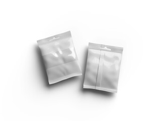 Render of resealable zip-lock bag with hanging hole on transparent background