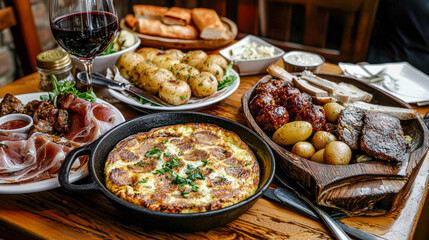 Authentic Spanish and Catalan Cuisine Delicious Fresh Seafood and Wine, Served in a Charming Courtyard Setting Perfect for Celebrating Mediterranean Culinary Traditions