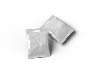 Render of resealable zip-lock bag with hanging hole on transparent background