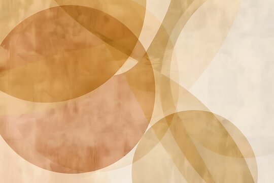 An abstract design of intersecting lines and circles in muted earth tones, creating a balanced, harmonious composition. The simplicity evokes a sense of order and calm.