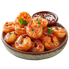 Fried shrimp with sauce isolated on a transparent background
