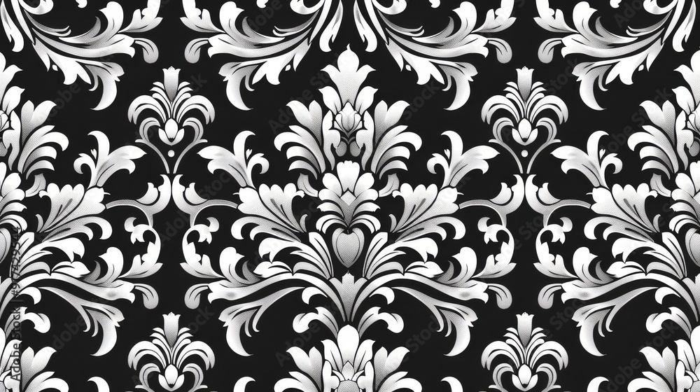 Wall mural white seamless damsk pattern