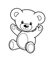 cute fuzzy teddy bear outline illustration for coloring book transparent background