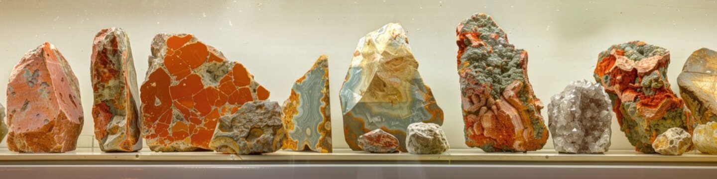 Specimen of jasper rock in the Geological Museum Mineral and Stone Museum