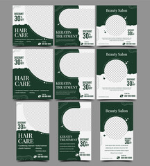 Salon treatment promotion social media post template. Usable for square feed, horizontal feed, and story post.