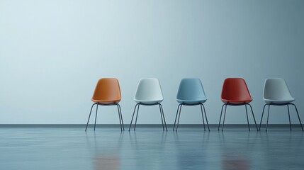 Obraz premium Colorful Chairs Against White Wall