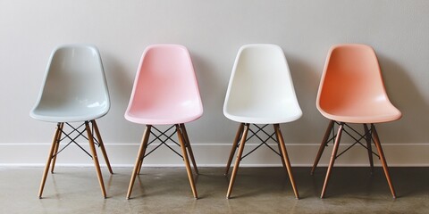 Colorful Chairs Against White Wall