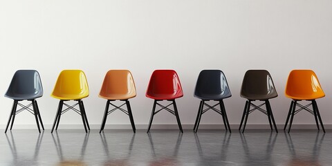 Colorful Chairs Against White Wall