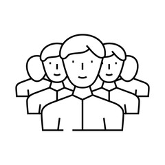 crowd people line icon vector. crowd people sign. isolated contour symbol black illustration