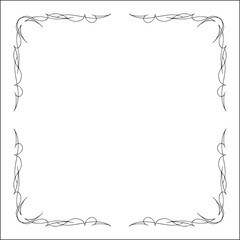 Elegant black and white elegant ornamental frame, decorative border, corners for greeting cards, banners, business cards, invitations, menus. Isolated vector illustration.	
