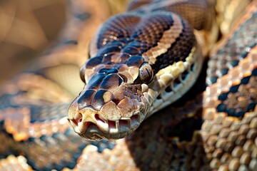 Fototapeta premium Close-up of a python in Central Kalahari. Beautiful simple AI generated image in 4K, unique.