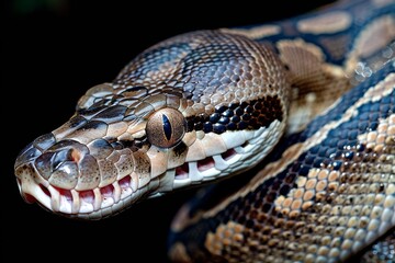 Fototapeta premium Close-up of a python in Central Kalahari. Beautiful simple AI generated image in 4K, unique.