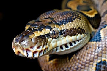 Obraz premium Python Snake Head Close-up. Beautiful simple AI generated image in 4K, unique.