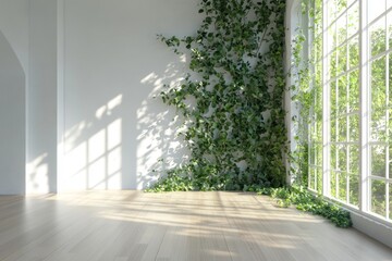 A 3D rendering of a green wall in a home.