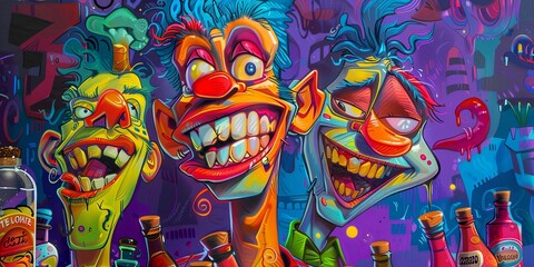 psychedelic art vibrant Whimsy Playful Abstract Concept Art colorful background cartoon wallpaper comedy