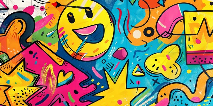 psychedelic art vibrant Whimsy Playful graffiti Concept Art colorful background cartoon wallpaper