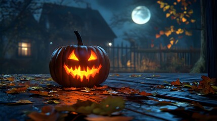 halloween, dynia, noc, pełnia księżyca, mgła, dom, strach, jesień, liście, ciemność, dekoracja, mistyczny, horror, świeca, upiór, festiwal, duchy, dreszczowiec, święto, lampion, złowrogi, dom, tajemni © Eliza