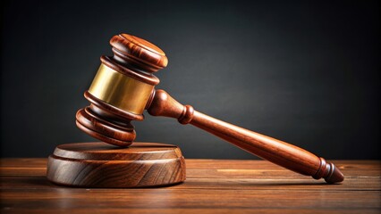 Judge gavel on wood block in courtroom, dark background, judge, auction, gavel, wood block, courtroom, dark, background, law