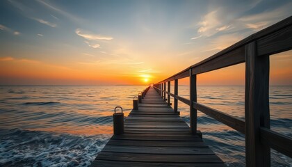 Obraz premium Wooden Pier at Sunset.