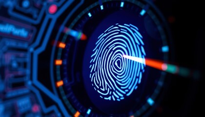 Fototapeta premium Fingerprint Scanner Security System.